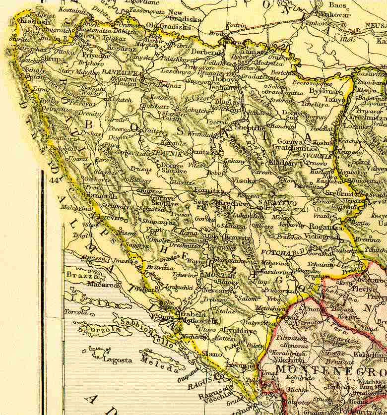 From Blackie & Sons Atlas (Edinburgh, 1882), Scale: 1:3,200,000 (or one inch = about 50 miles)