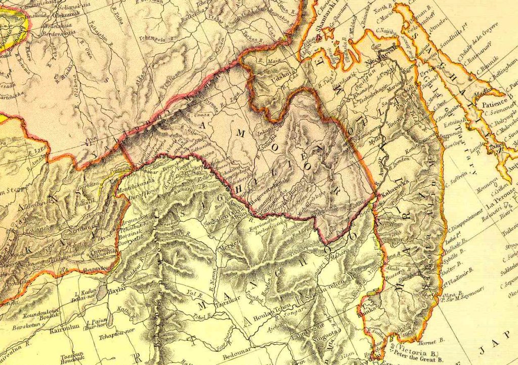 From Blackie & Sons Atlas (Edinburgh, 1882), Scale: 1:12,672,000 (or one inch equals 200 miles)