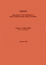 FEEFHS Journal Volume I 1992-1993
